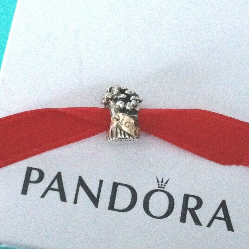 New Pandora Silver & Gold Love Bouquet Flower Basket Bead Charm 790441 w Box